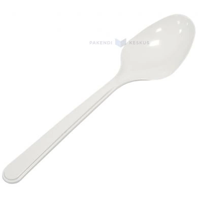 Ruokalusikka, PP, 18cm, valkoinen, uudelleen käytettävä, 125x konepesu, 100kpl/pkt