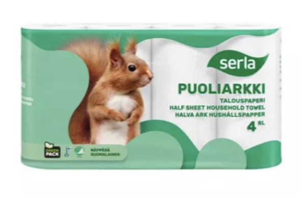 Serla puoliarkki talouspaperi 2-krs valkoinen 11,2m x 20rll